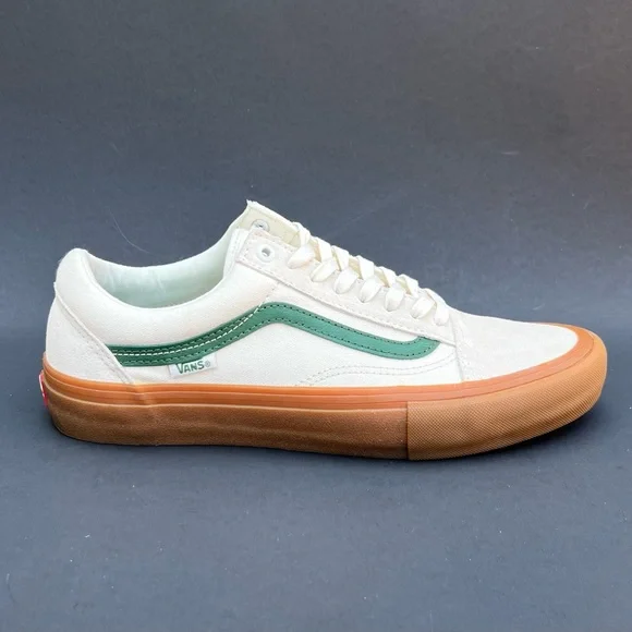 Vans Shoes Vans Old Skool Pro Skateboard Shoes Off White Green